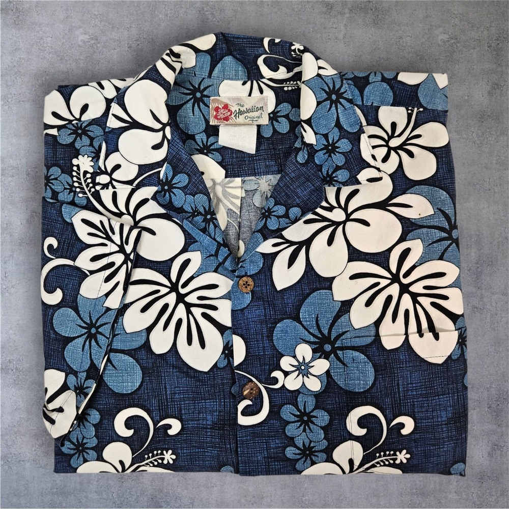 Mens Hawaiian Shirt Hilo Hattie Original Hibiscus Floral Aloha Size Medium M72